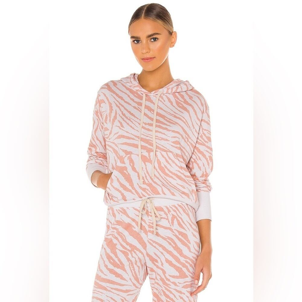 Sundry | NWT Peach Zebra Print Pullover Hoodie Size 3 (Large)
